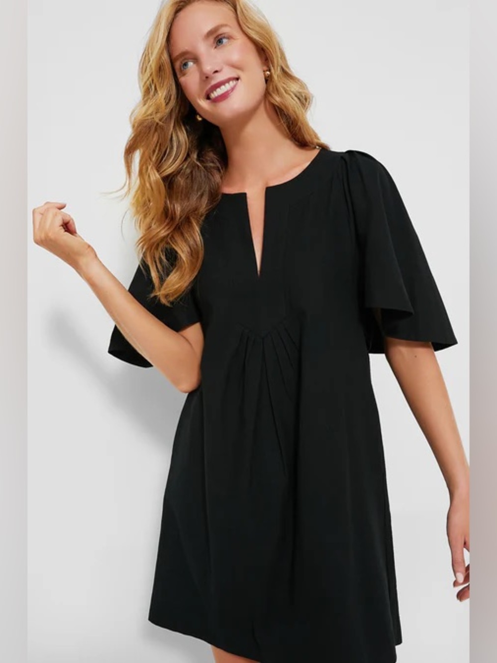 Pomander‎ Place Black Finley Flutter Sleeve Mini Dress Size small Preppy Classic